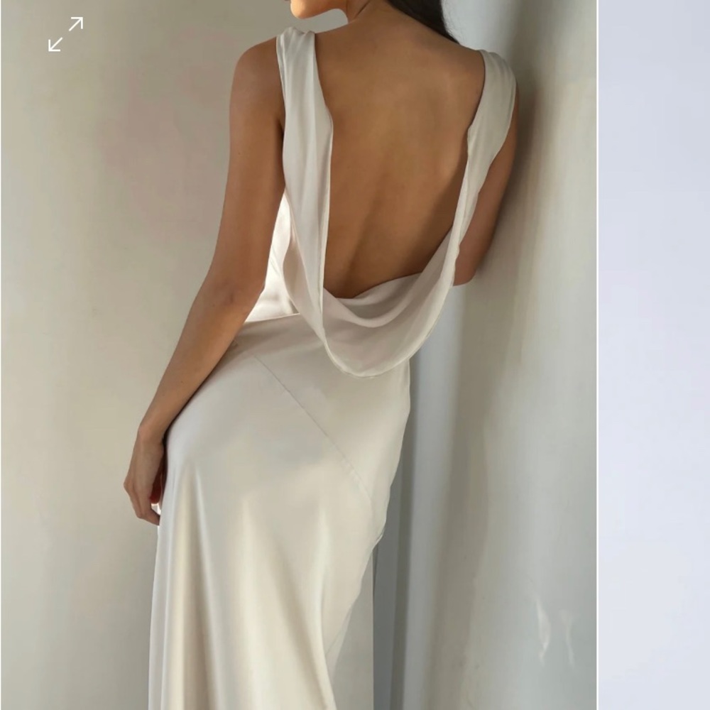 Meshki Nadia Maxi Satin Dress With Back Cowl - Silver